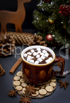 mug with hot chocolate and small white marshmallow slices