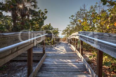 Boardwalk across the white sand beach of Delnor-Wiggins Pass Sta