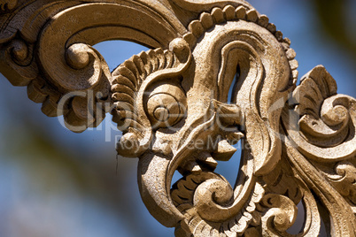 Detailed decorative Thailand wooden dragon background