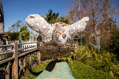 Turtle statue made out of seashells called Mer Princess by artis