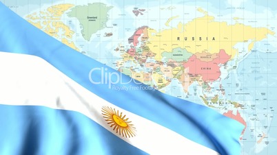 Animated Flag of Argentina with a Pin on a Worldmap