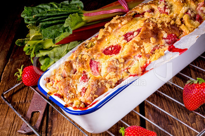 a tasty strawberry rhubarb yeast cake