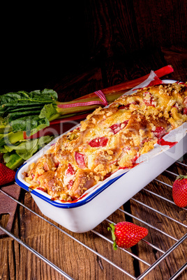 a tasty strawberry rhubarb yeast cake