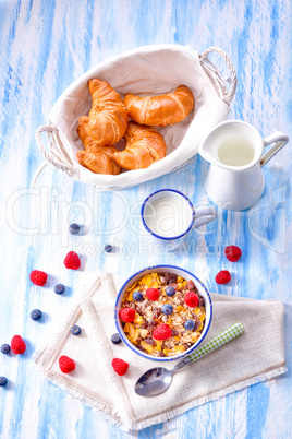muesli breakfast menu with forest fruits