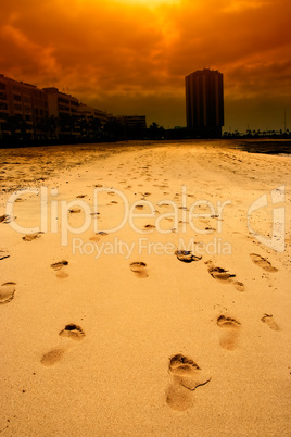 Footprints on the beach