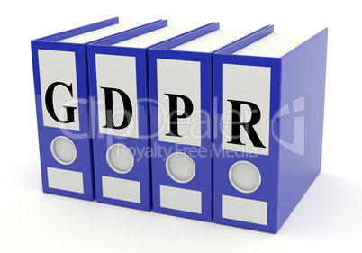 Blue folder with GDPR on white, 3d rendering