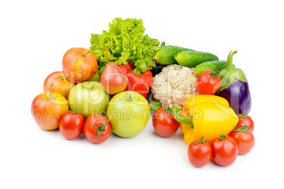 Fruits and vegetables isolated on a white background.