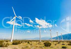 Dramatic Wind Turbine Farm in the Desert of California.