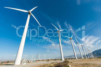 Dramatic Wind Turbine Farm in the Desert of California.