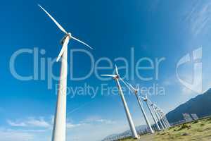 Dramatic Wind Turbine Farm in the Desert of California.