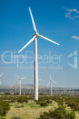 Dramatic Wind Turbine Farm in the Desert of California.