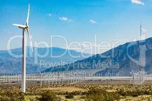 Dramatic Wind Turbine Farm in the Desert of California.