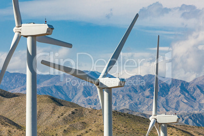 Dramatic Wind Turbine Farm in the Desert of California.