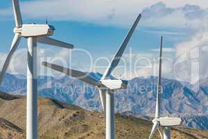 Dramatic Wind Turbine Farm in the Desert of California.