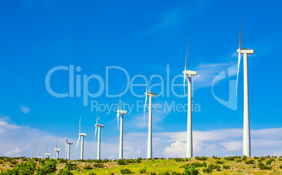 Dramatic Wind Turbine Farm in the Desert of California.
