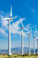 Dramatic Wind Turbine Farm in the Desert of California.