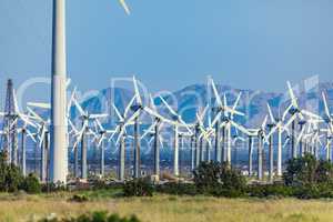 Dramatic Wind Turbine Farm in the Desert of California.