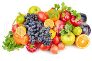 Fruits and vegetables isolated on a white background.