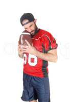 Football player thinking of his next move