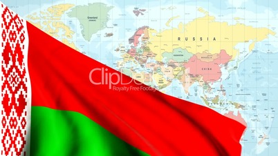 Animated Flag of Belarus With a Pin on a Worldmap