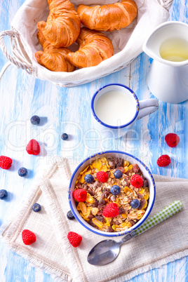 muesli breakfast menu with forest fruits