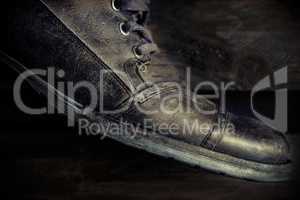 Men leather casual shoe detail.