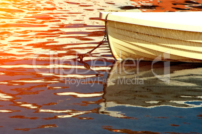 White boat in the water