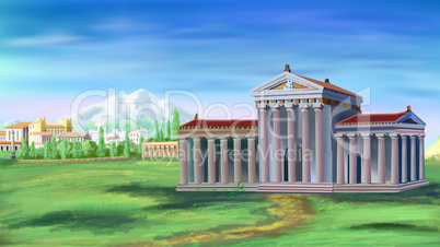 Ancient Greek Temple illustration