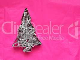 Christmas tree shape on pink paper