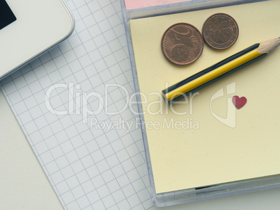 Sticky notes with heart shape