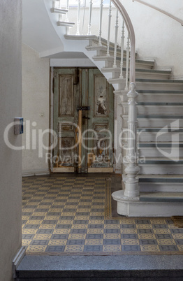 staircase and old wooden door