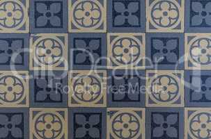 blue and beige floor tiles