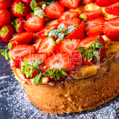 American strawberry cheesecake with mascarpone and cream cheese