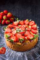 American strawberry cheesecake with mascarpone and cream cheese