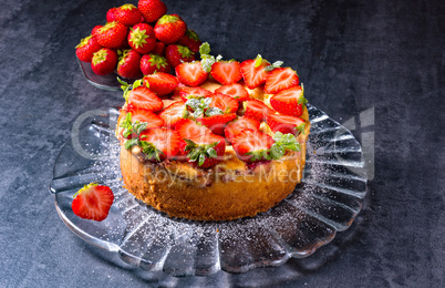 American strawberry cheesecake with mascarpone and cream cheese