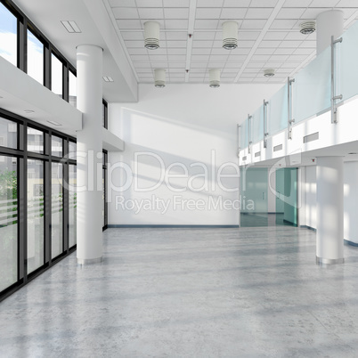 3d render - empty office building - modern architecture