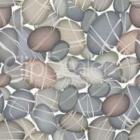 Sea pebbles underwater seamless pattern. Stone background