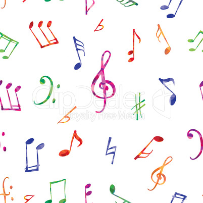 Music pattern. Music notes and signs seamless background
