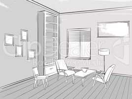 Living room interior. Reading place furniture armchair