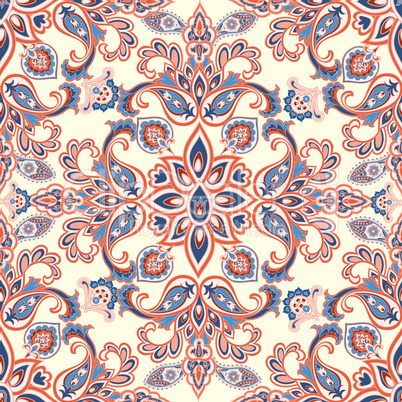 Oriental floral seamless pattern. Flower geometric ornament