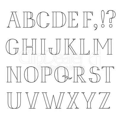 Latin alphabet. Grunge line font. Hipsters character