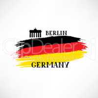 German Flag with handwritten lettering Germany. Travel sign