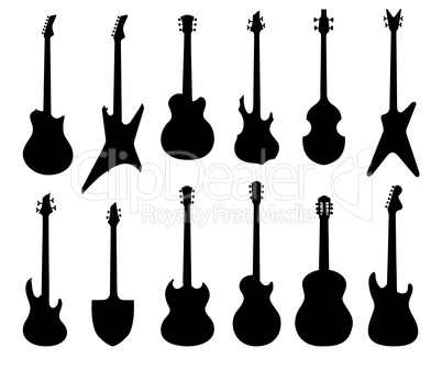 Musical instruments set. Rock music guitar sign