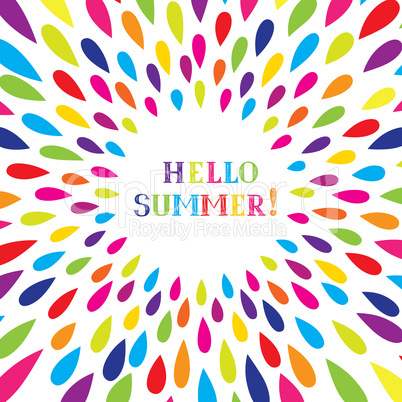 Hello summer droplet background. Holiday card