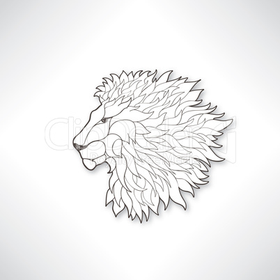 Lion head. African animal lion profile isolated doodle sketch