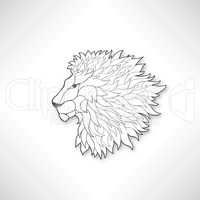 Lion head. African animal lion profile isolated doodle sketch