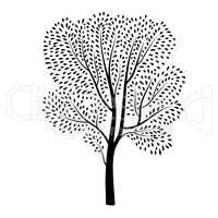 Tree silhouette isolated. Spring nature plant design element