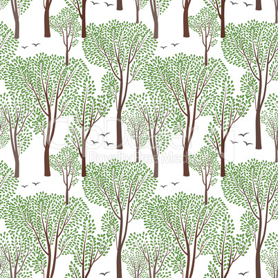 Summer nature seamless pattern Summer tree. Forest background