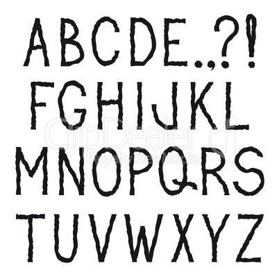 Latin alphabet. Grunge line decorative font. Characters set