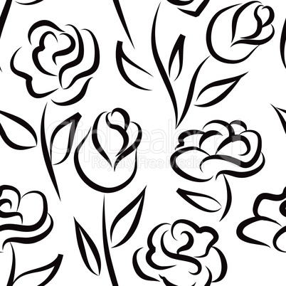 Floral seamless pattern. Flower background. Engraved texture